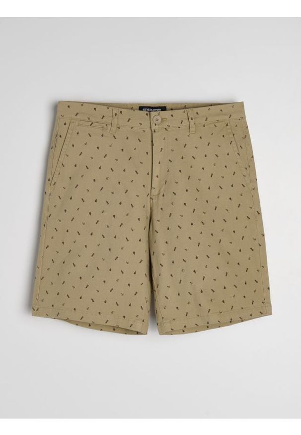 Sinsay - Szorty jeansowe chino - beżowy. Kolor: beżowy