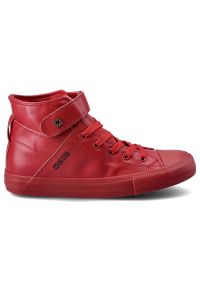 Big-Star - Czerwone Sneakersy Big Star Damskie Buty Na Rzep. Zapięcie: rzepy. Kolor: czerwony. Materiał: guma, materiał, skóra ekologiczna. Szerokość cholewki: normalna #8