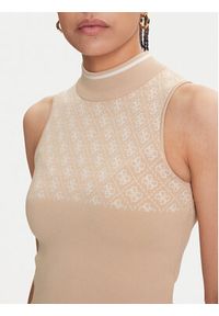 Guess Sweter W3YR26 Z37K0 Beżowy Slim Fit. Kolor: beżowy. Materiał: wiskoza