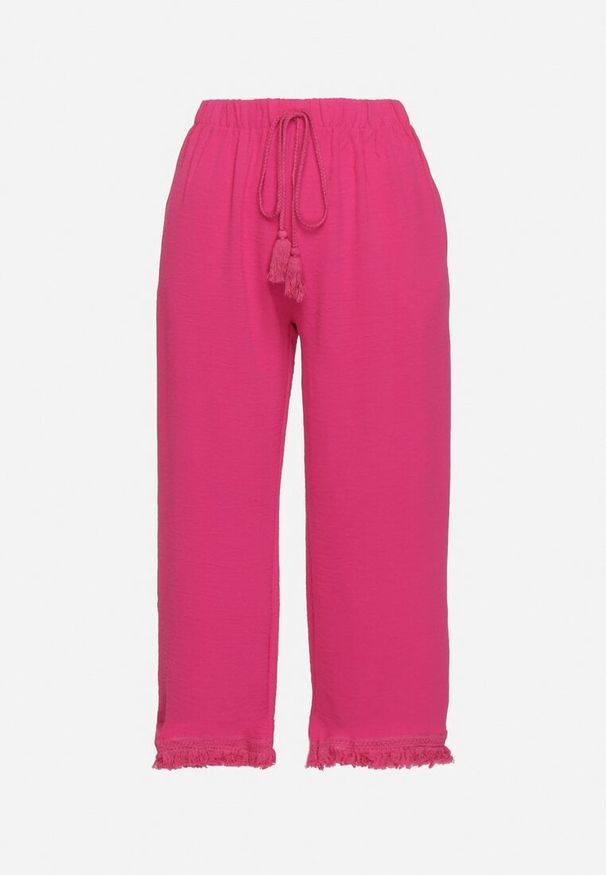 Born2be - Fuksjowe Spodnie z Szerokimi Nogawkami i Gumką w Pasie Ilifea. Kolor: różowy. Styl: klasyczny, elegancki