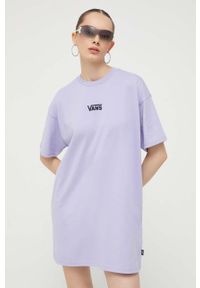 Vans sukienka bawełniana kolor fioletowy mini prosta. Kolor: fioletowy. Materiał: bawełna. Wzór: aplikacja. Typ sukienki: proste. Styl: klasyczny. Długość: mini #1