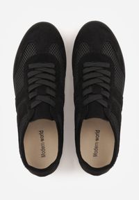 Born2be - Czarne Sneakersy Typu Tenisówki z Siateczkowymi Wstawkami Corigoria. Okazja: na co dzień. Kolor: czarny. Materiał: jeans #5