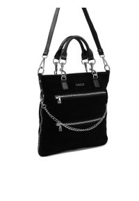 Kazar - Duża skórzana torebka z odpinanymi rączkami i paskiem. Kolor: czarny. Materiał: zamszowe, skórzane. Rozmiar: duże #4