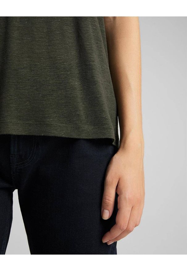 Lee - LEE V NECK TEE DAMSKI T-SHIRT SERPICO GREEN L41JENOJ 112109015