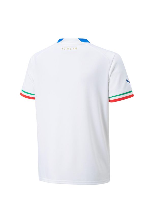 Puma - Dziecięcy outdoorowy dżersej Italie 2022. Kolor: niebieski, biały, wielokolorowy. Materiał: jersey