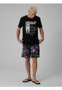 4f - 4F T-shirt regular z nadrukiem męski - czarny XXL. Okazja: na plażę, na co dzień. Kolor: czarny. Materiał: materiał. Długość rękawa: długi rękaw. Wzór: nadruk. Sezon: lato. Styl: wakacyjny, casual #2