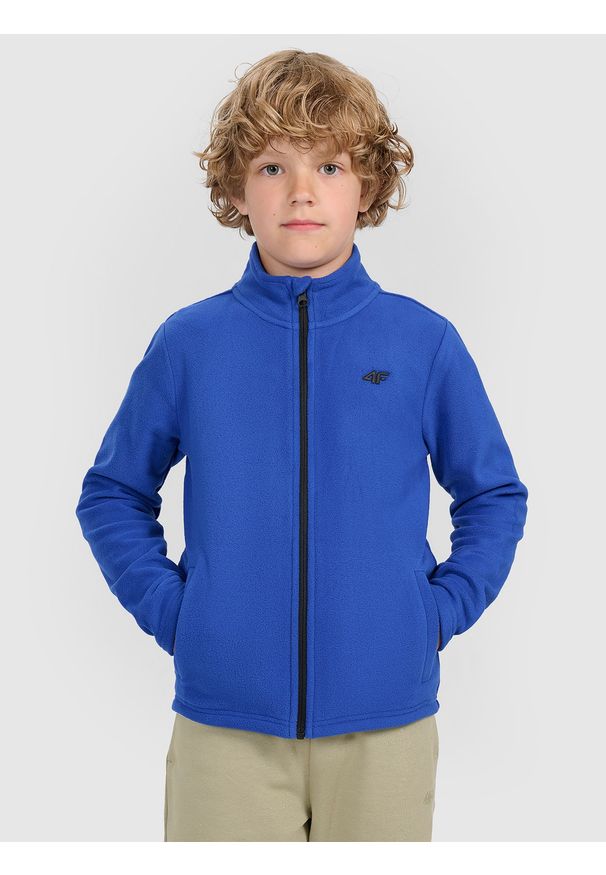 4f - 4F Polar regular ze stójką chłopięcy - niebieski 164 (13-14 lat). Typ kołnierza: kołnierzyk stójkowy. Kolor: niebieski. Materiał: polar. Sezon: lato. Sport: narciarstwo, turystyka piesza, wspinaczka, snowboard
