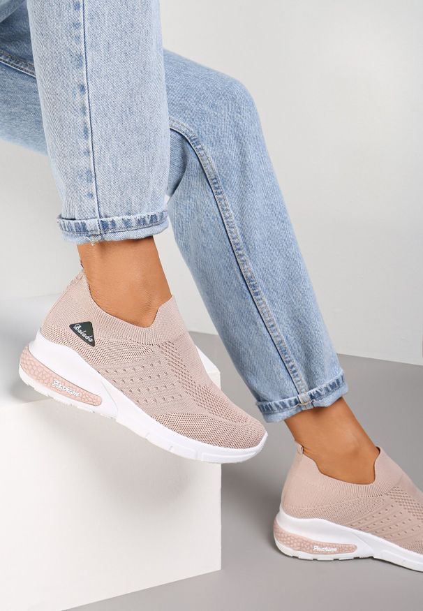 Born2be - Beżowe Buty Sportowe Artista. Kolor: beżowy. Materiał: materiał. Szerokość cholewki: normalna. Wzór: aplikacja. Obcas: na koturnie