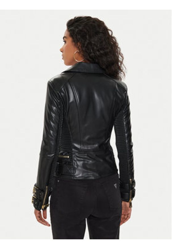 Guess Kurtka skórzana W4YL33 K8S30 Czarny Regular Fit. Kolor: czarny. Materiał: syntetyk