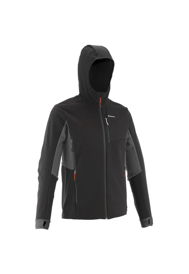 FORCLAZ - Kurtka softshell trekkingowa męska Forclaz MT500 WindWarm. Kolor: czarny. Materiał: softshell. Sport: wspinaczka