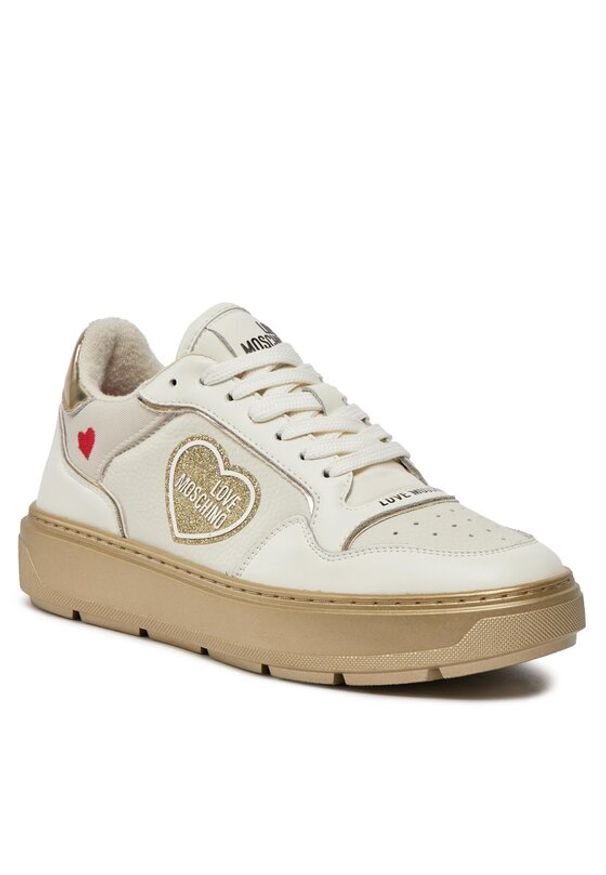 Love Moschino - LOVE MOSCHINO Sneakersy JA15204G1IJC290A Złoty. Kolor: złoty. Materiał: skóra
