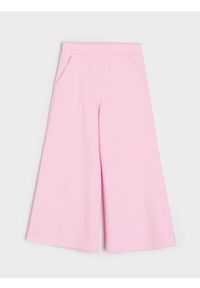 Sinsay - Spodnie dresowe wide leg - różowy. Kolor: różowy. Materiał: dresówka