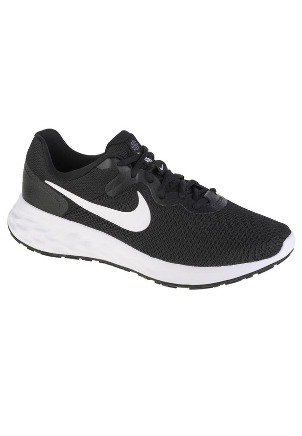 Buty do biegania męskie Nike Revolution 6. Zapięcie: sznurówki. Kolor: biały, wielokolorowy, czarny. Materiał: materiał, syntetyk, tkanina. Szerokość cholewki: normalna. Model: Nike Revolution