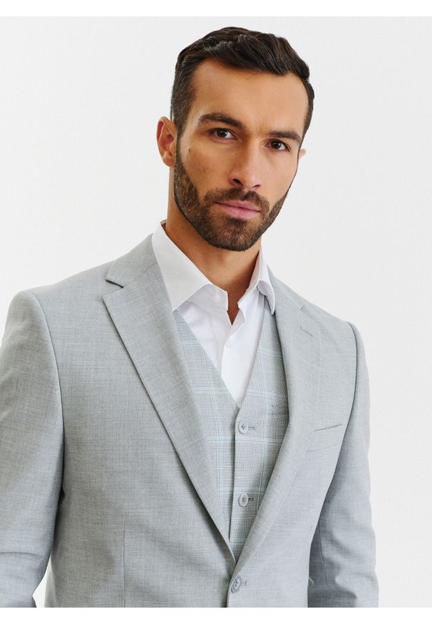 Pako Lorente - PAKO LORENTE – Męska jasnoszara marynarka garniturowa. Kolor: szary. Materiał: tkanina. Styl: klasyczny