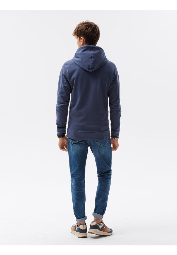Ombre Clothing - Bluza męska rozpinana z kapturem B1152 - ciemnoniebieska - XXL. Typ kołnierza: kaptur. Kolor: niebieski. Materiał: bawełna, poliester