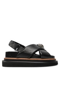 Kurt Geiger Sandały 225-Orson Cross Strap Sandal 9992200109 Czarny. Kolor: czarny. Materiał: skóra