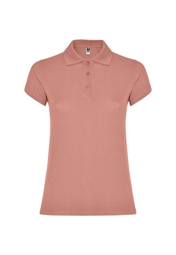 ROLY - Damska Koszulka Polo W Gwiazdki. Typ kołnierza: polo. Kolor: różowy