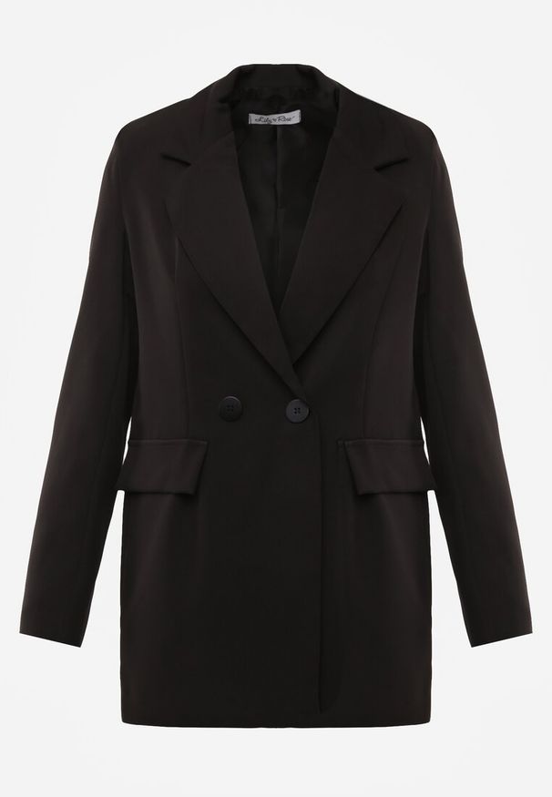 Renee - Czarna Pudełkowa Marynarka Dwurzędowa z Ozdobnymi Kieszeniami Salobine. Okazja: do pracy, na co dzień, na spotkanie biznesowe. Kolor: czarny. Styl: elegancki, biznesowy, casual