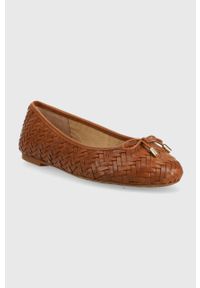 Lauren Ralph Lauren baleriny skórzane Jayna kolor brązowy 802912309002. Nosek buta: okrągły. Kolor: brązowy. Materiał: skóra. Obcas: na obcasie. Wysokość obcasa: niski #4