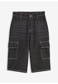 bonprix - Bermudy jeansowe, loose fit, z czystej bawełny. Kolor: czarny. Długość: długie #1