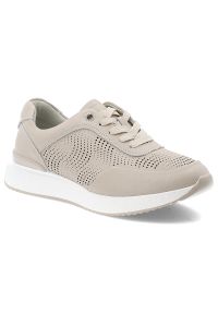 Beżowe Sneakersy S.Barski Modne Obuwie Damskie. Zapięcie: sznurówki. Kolor: beżowy. Materiał: materiał. Szerokość cholewki: normalna