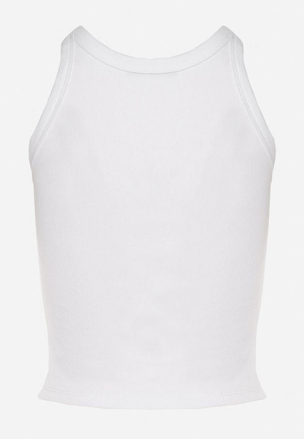 Born2be - Biały Bawełniany Top z Prążkowanego Materiału Tilzedi. Okazja: na co dzień. Kolor: biały. Materiał: prążkowany, materiał, bawełna. Sezon: zima. Styl: casual, klasyczny