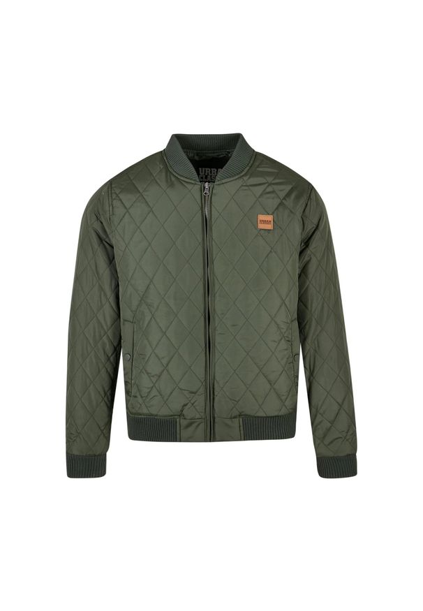 Urban Classics - Męska Nylonowa Kurtka Pikowana Diamond. Kolor: zielony. Materiał: nylon. Sport: turystyka piesza