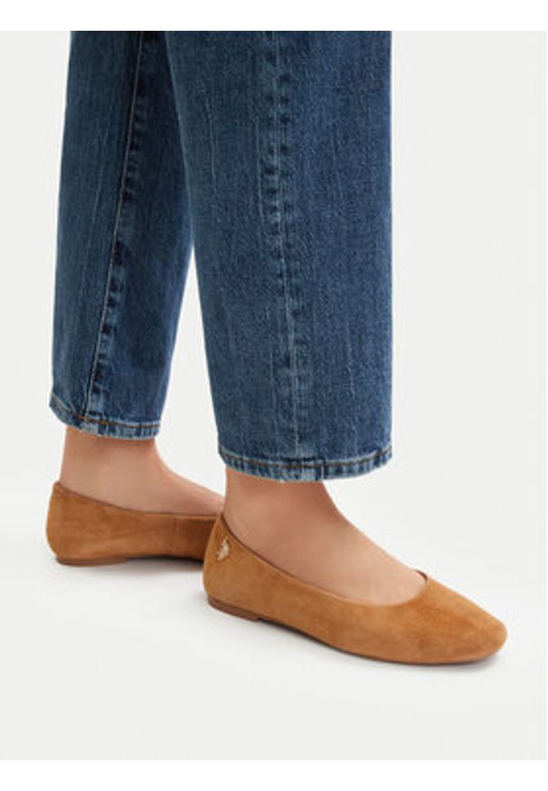 U.S. Polo Assn. Baleriny EO-AYOLY001W/6S1 Brązowy. Kolor: brązowy. Materiał: skóra, zamsz