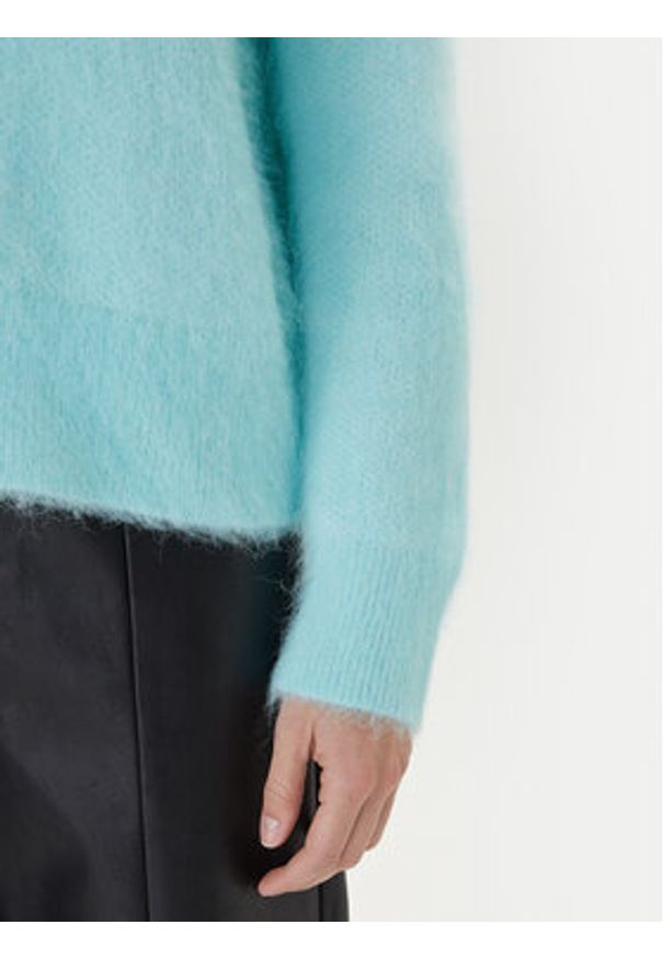 Calvin Klein Sweter LV044D359G Turkusowy Relaxed Fit. Kolor: turkusowy. Materiał: syntetyk