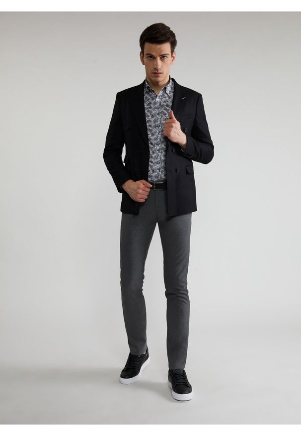 Pako Lorente - Spodnie męskie antracytowe P22SF-WX-002-L-0. Okazja: na co dzień. Kolor: szary. Materiał: wiskoza, poliester, elastan. Wzór: gładki. Styl: casual, klasyczny