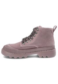 Big-Star - Fioletowe Botki Big Star Damskie Wygodne Buty. Okazja: na co dzień. Kolor: fioletowy. Materiał: zamsz. Szerokość cholewki: normalna. Styl: casual