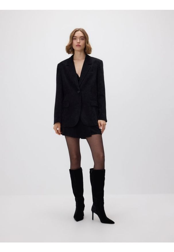 Reserved - Jednorzędowa marynarka - czarny. Kolor: czarny. Materiał: tkanina