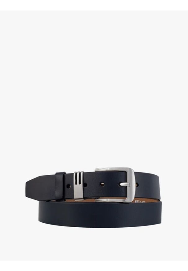 Ryłko - Granatowy pasek ze skóry licowej. Kolor: niebieski. Materiał: skóra. Styl: klasyczny, elegancki, street