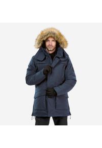 quechua - Parka turystyczna męska zimowa Quechua NH900 -20°C wodoodporna. Typ kołnierza: kołnierzyk stójkowy. Kolor: niebieski. Materiał: syntetyk, futro. Sezon: zima. Styl: sportowy