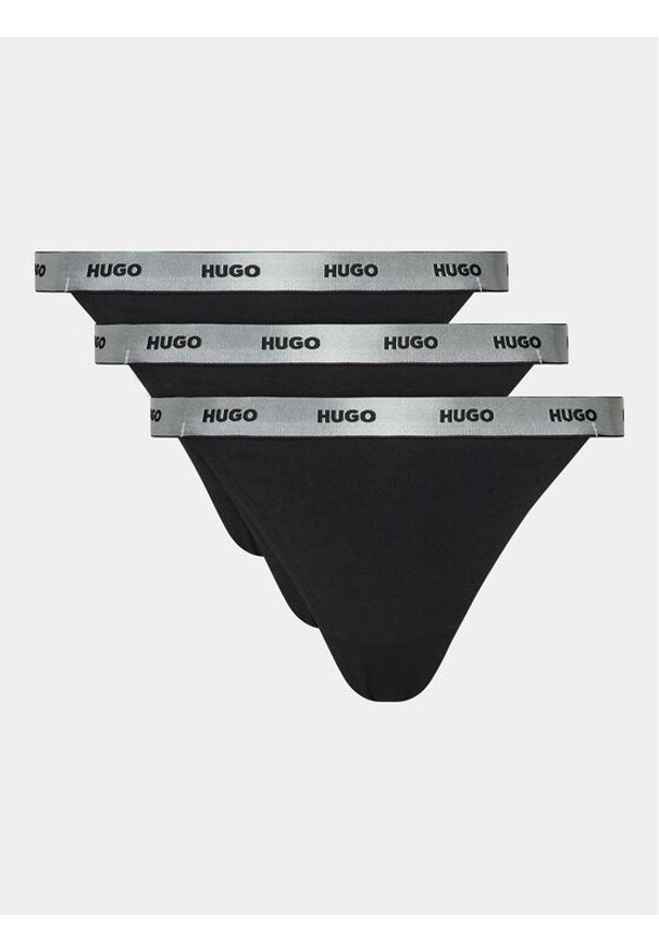 Hugo Komplet 3 par stringów 50502802 Czarny. Kolor: czarny. Materiał: bawełna