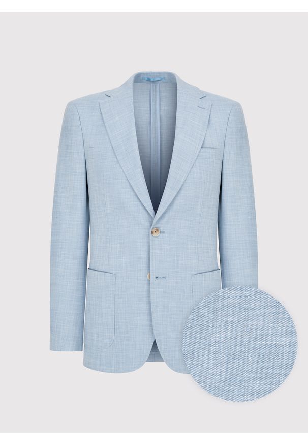 Pako Lorente - PAKO LORENTE – Casualowa marynarka męska w kolorze niebieskim. Okazja: na co dzień. Kolor: niebieski, beżowy. Materiał: wiskoza, poliester, elastan. Wzór: gładki. Sezon: wiosna. Styl: casual