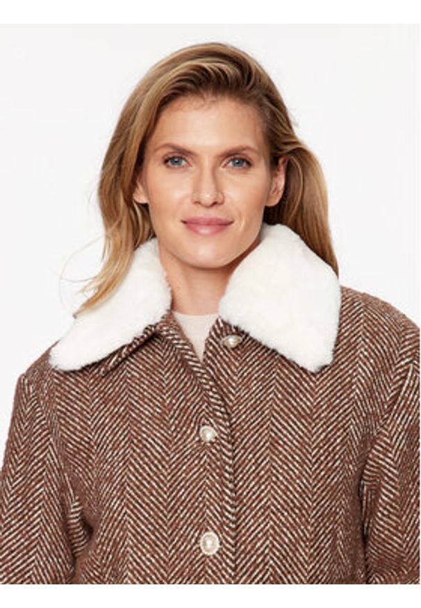 Custommade Płaszcz wełniany Herta 999511880 Brązowy Regular Fit. Kolor: brązowy. Materiał: wełna