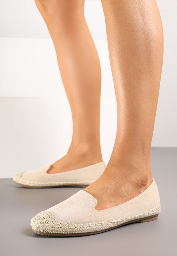 Renee - Beżowe Espadryle z Motywem Plecionki Ralomea. Okazja: na co dzień, na imprezę. Kolor: beżowy. Sezon: lato. Styl: elegancki, casual