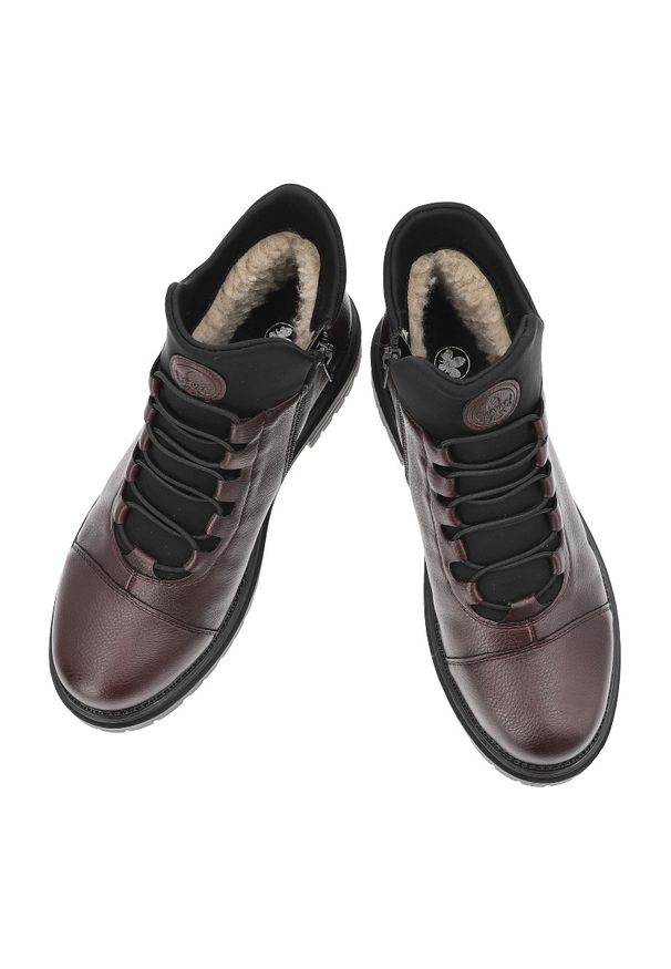 Bordowe Botki Rieker Ocieplane Buty Damskie. Okazja: na spacer, na co dzień. Kolor: czerwony. Materiał: skóra ekologiczna. Styl: casual