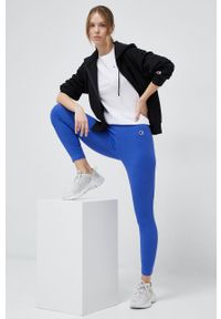 Champion bluza damska kolor czarny z kapturem gładka. Typ kołnierza: kaptur. Kolor: czarny. Materiał: dzianina. Wzór: gładki #5
