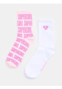 Sinsay - Prążkowane skarpetki z bawełną 2 pack Super Girl - wielobarwny. Materiał: bawełna, prążkowany #1