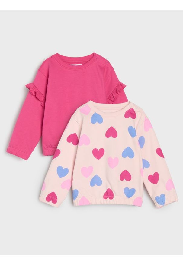 Sinsay - Bluzy wykończone elastyczną gumką 2 pack - różowy. Kolor: różowy