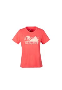 Aulp - T-shirt damski AULP BINTA luźny turystyczny z recyklingu. Kolor: czerwony, różowy, wielokolorowy. Materiał: poliester, materiał