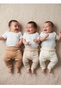 Sinsay - Bawełniane spodnie 3 pack - kremowy. Kolor: kremowy. Materiał: bawełna #1