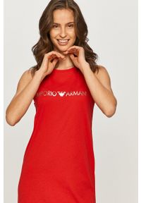 Emporio Armani Underwear - Emporio Armani - Sukienka. Okazja: na co dzień. Kolor: czerwony. Materiał: dzianina. Wzór: nadruk. Typ sukienki: proste. Styl: casual #2