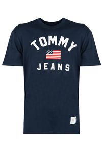 TOMMY HILFIGER - Tommy Hilfiger T-Shirt | DM0DM07068 | Mężczyzna | Granatowy. Okazja: na co dzień. Kolor: niebieski. Materiał: bawełna. Wzór: aplikacja. Styl: casual #4