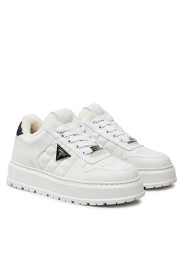 Guess Sneakersy Terria2 FLFTRR ELE12 Biały. Kolor: biały. Materiał: skóra