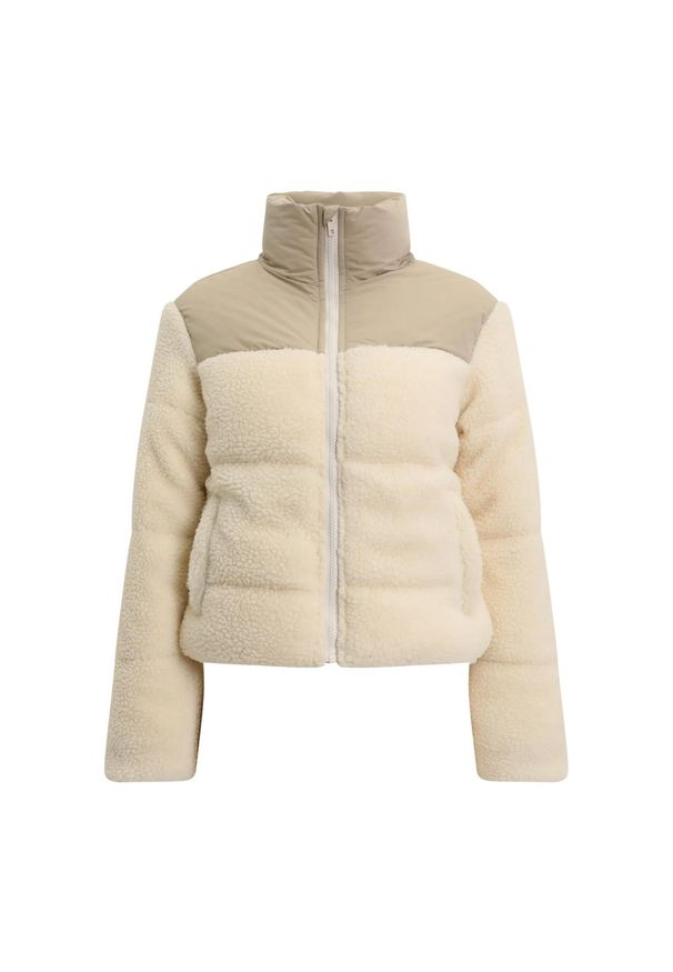 Urban Classics - Krótka Ocieplana Kurtka Damska Sherpa. Kolor: biały, wielokolorowy, beżowy. Długość: krótkie