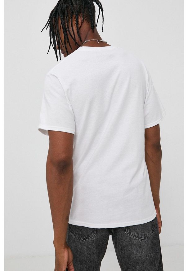 HUF - T-shirt bawełniany. Okazja: na co dzień. Kolor: biały. Materiał: bawełna. Wzór: nadruk. Styl: casual