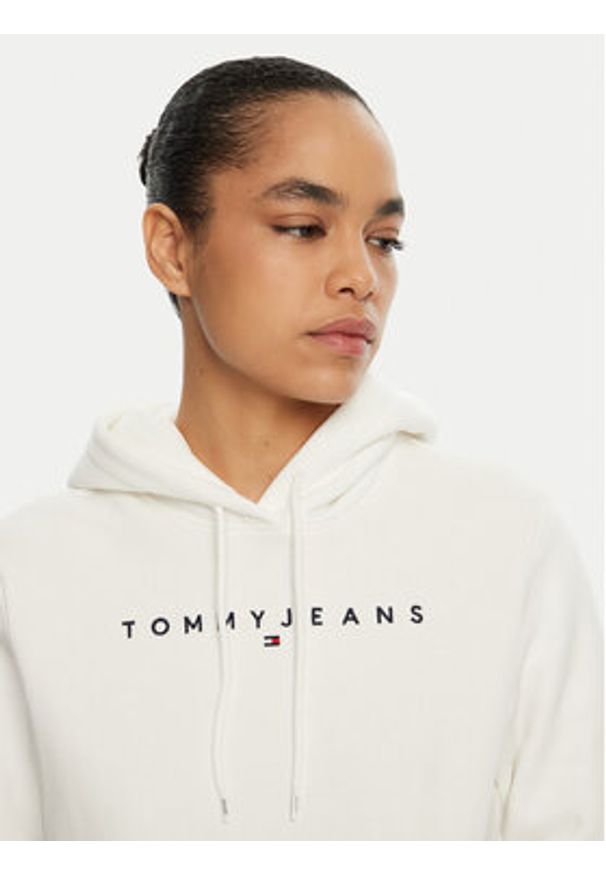 Tommy Jeans Bluza Linear DW0DW17324 Biały Regular Fit. Kolor: biały. Materiał: bawełna